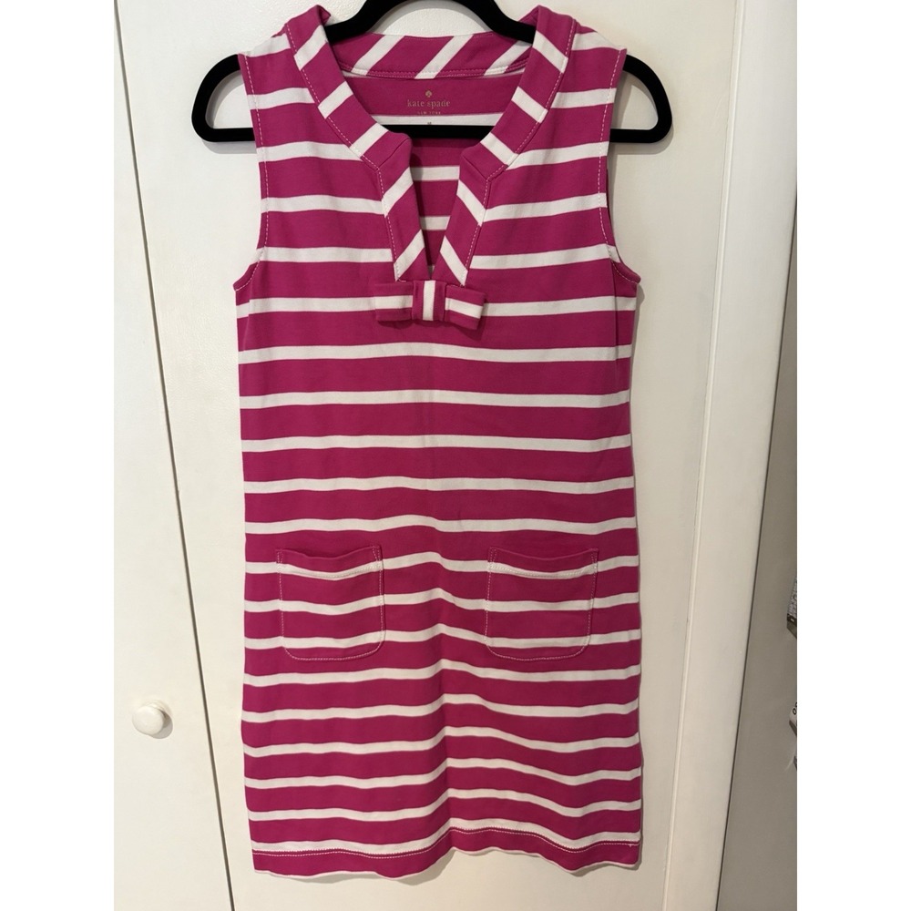 Kate Spade Pink White Stripe Tropez Dress Size Medium Cotton